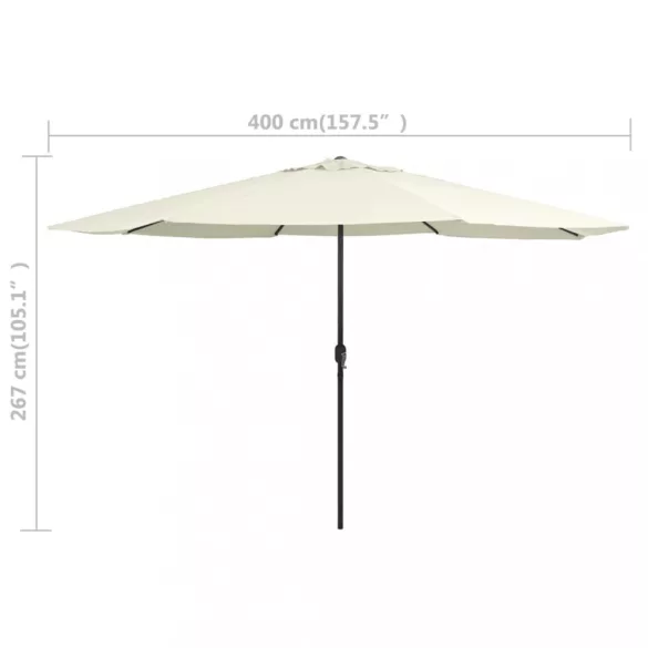 homokszínű kültéri napernyő fémrúddal 390 cm