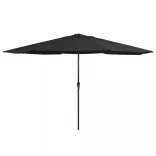 fekete kültéri napernyő fémrúddal 390 cm