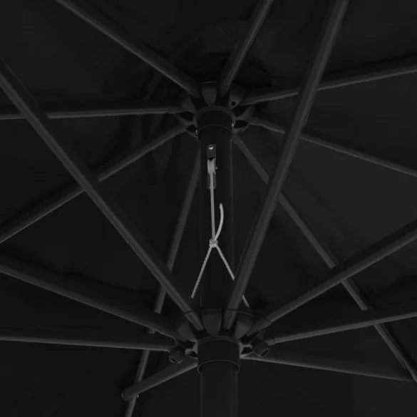 fekete kültéri napernyő fémrúddal 390 cm