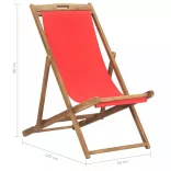 piros összecsukható tömör tíkfa strandszék