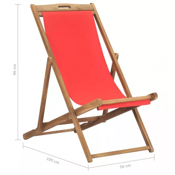 piros összecsukható tömör tíkfa strandszék