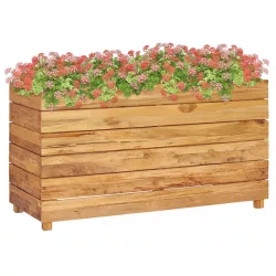   újrahasznosított tíkfa és acél magaságyás 100 x 40 x 55 cm