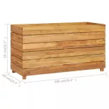 újrahasznosított tíkfa és acél magaságyás 100 x 40 x 55 cm