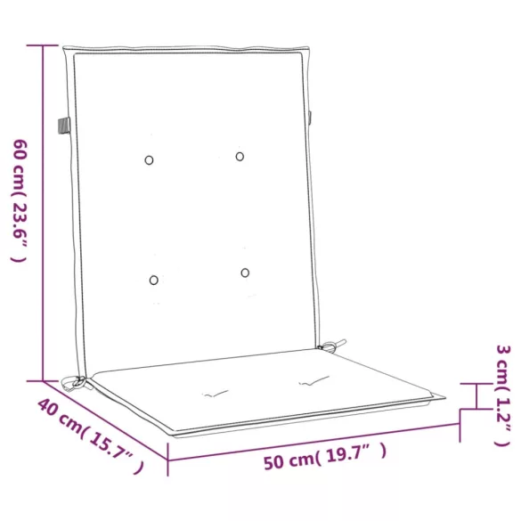 4 db fekete oxford szövet háttámlás székpárna 100x50x3 cm