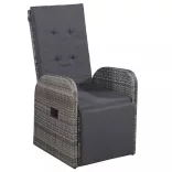 szürke dönthető háttámlás polyrattan kerti szék párnával