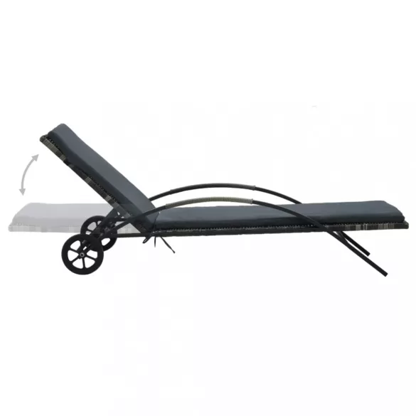 antracitszürke polyrattan napozóágyak asztallal