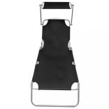 fekete alumínium összecsukható napozóágy napellenzővel