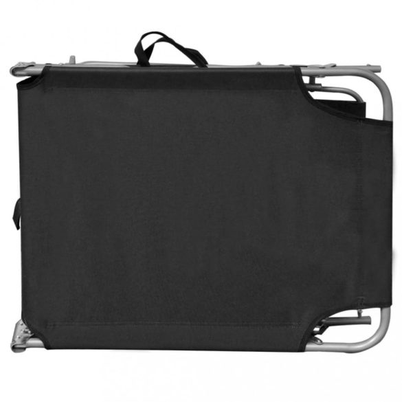 fekete alumínium összecsukható napozóágy napellenzővel