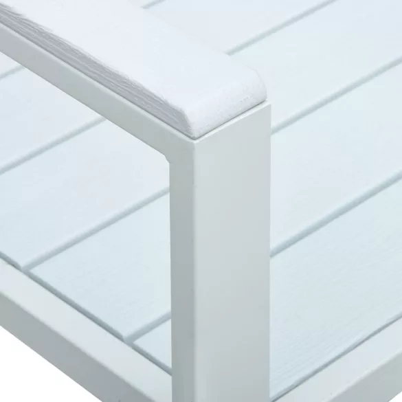 fehér fautánzatú HDPE kerti pad 120 cm