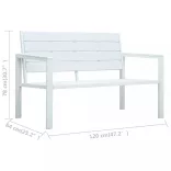 fehér fautánzatú HDPE kerti pad 120 cm