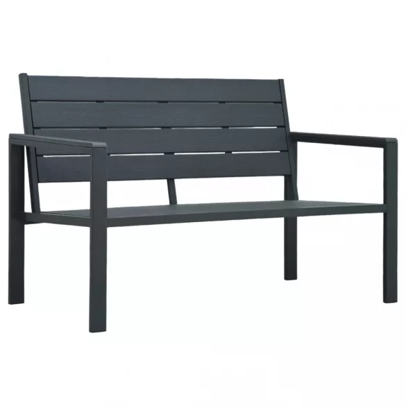 szürke fautánzatú HDPE kerti pad 120 cm