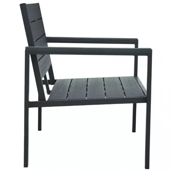 szürke fautánzatú HDPE kerti pad 120 cm