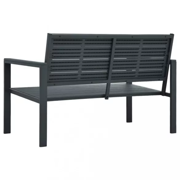 szürke fautánzatú HDPE kerti pad 120 cm