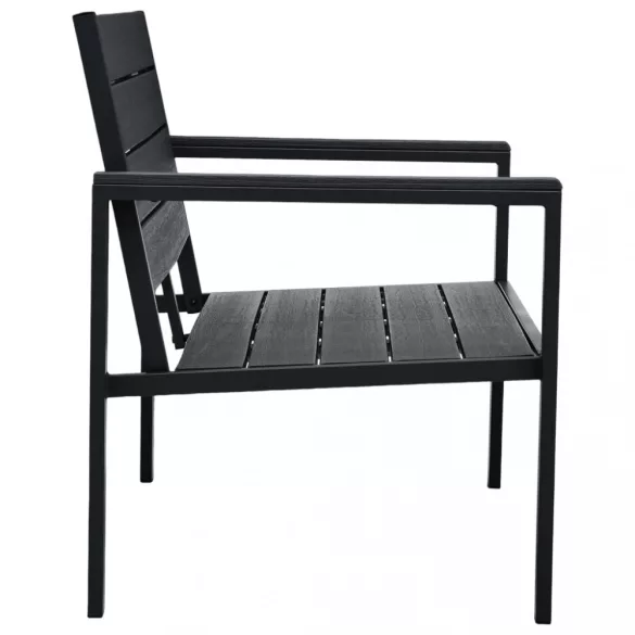 fekete fautánzatú HDPE kerti pad 120 cm