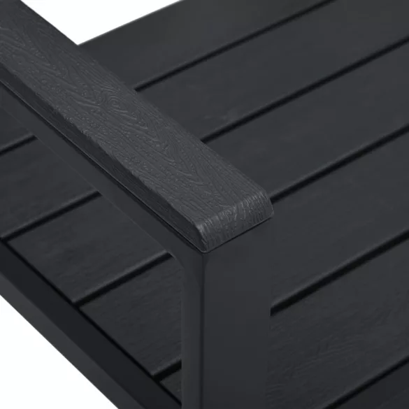 fekete fautánzatú HDPE kerti pad 120 cm