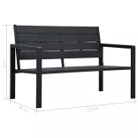 fekete fautánzatú HDPE kerti pad 120 cm