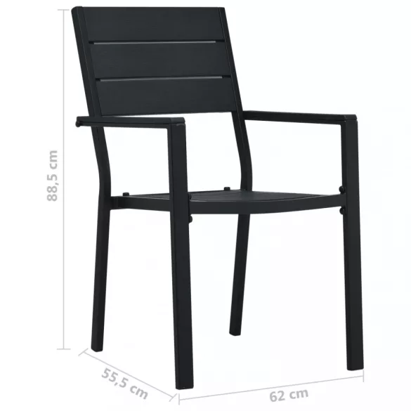 2 darab fekete fautánzatú HDPE kerti szék