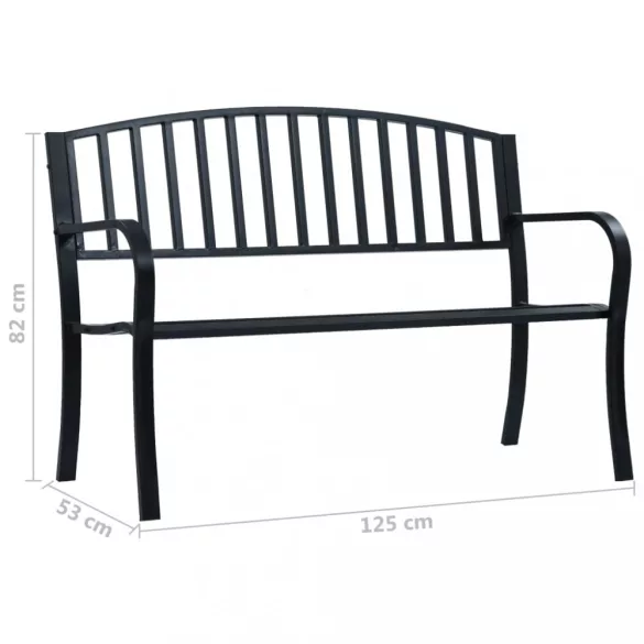fekete acél kerti pad 125 cm