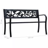 fekete acél kerti pad 125 cm