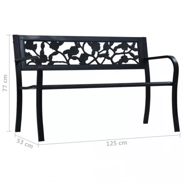 fekete acél kerti pad 125 cm