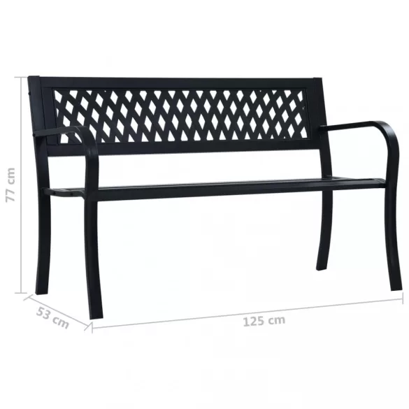 fekete acél kerti pad 125 cm