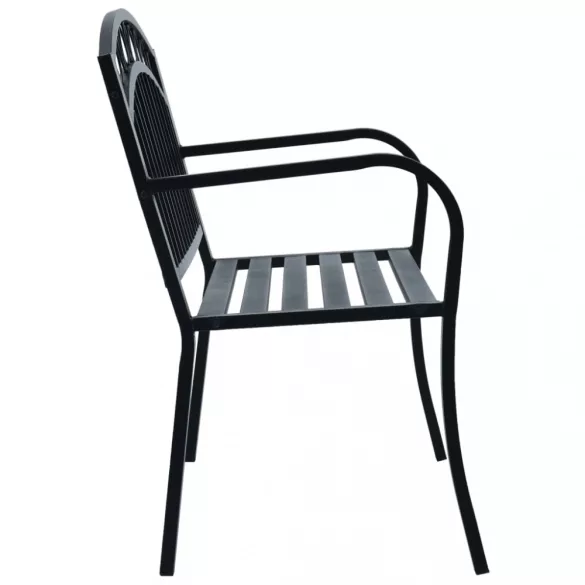 fekete acél kerti pad 125 cm