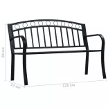 fekete acél kerti pad 125 cm