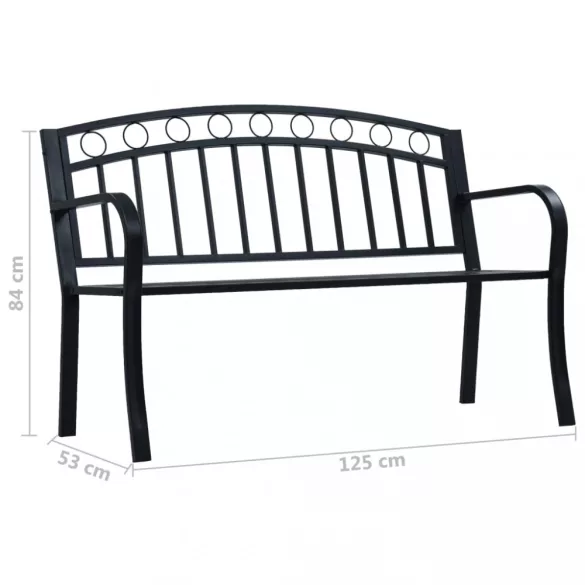fekete acél kerti pad 125 cm
