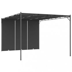   antracitszürke kerti pavilon oldalfüggönnyel 4 x 3 x 2,25 m