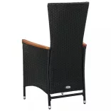 7 részes fekete kültéri polyrattan és akácfa étkezőszett
