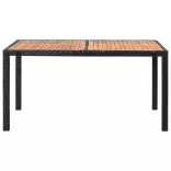 7 részes fekete kültéri polyrattan és akácfa étkezőszett
