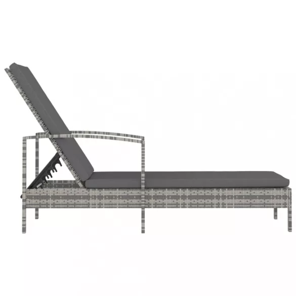 szürke polyrattan karfás napozóágy