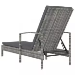 szürke polyrattan karfás napozóágy