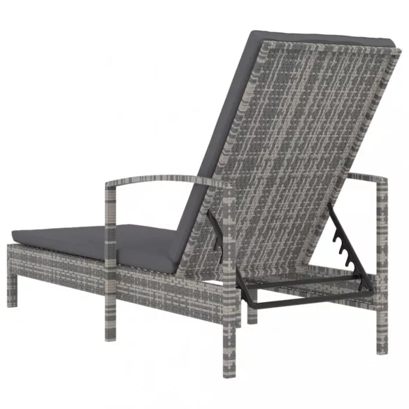 szürke polyrattan karfás napozóágy