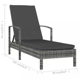 szürke polyrattan karfás napozóágy