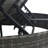 2 személyes szürke polyrattan kerti napozóágy párnával