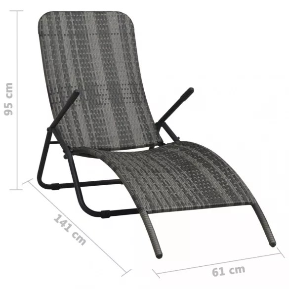 szürke összecsukható polyrattan napozóágy