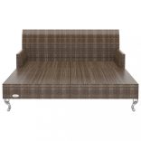 2-személyes barna polyrattan kerti napozóágy párnákkal