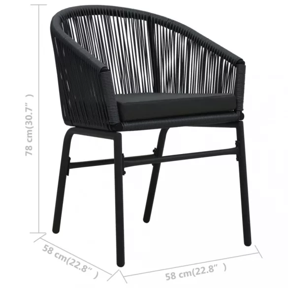 2 db fekete PE rattan kerti szék