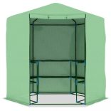 acél melegház polcokkal 227 x 223 cm