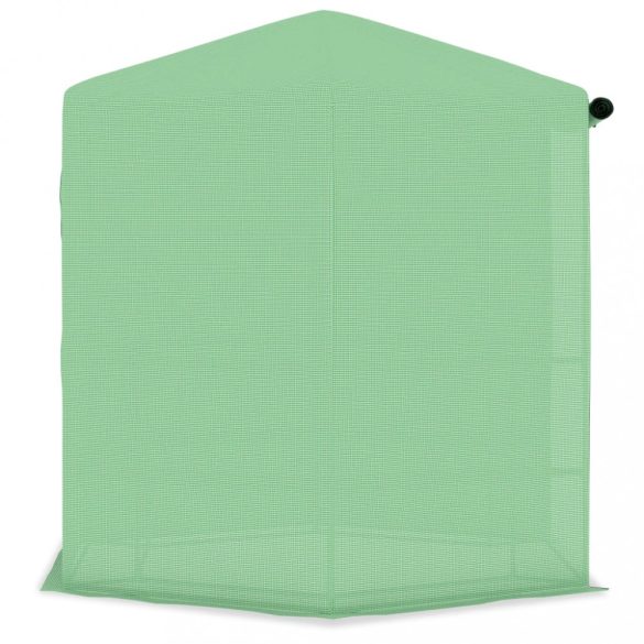 acél melegház polcokkal 227 x 223 cm