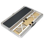 szürke összecsukható alumínium kempingasztal 2 paddal