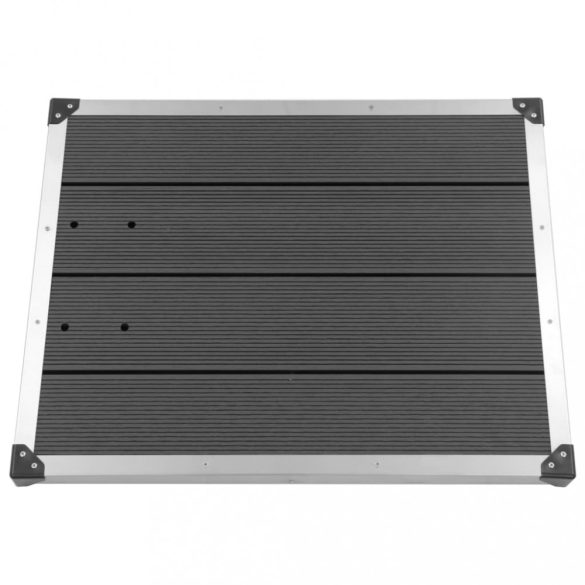 szürke WPC és rozsdamentes acél kültéri zuhanytálca 80 x 62 cm