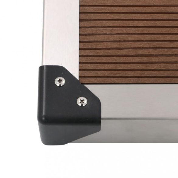 barna WPC és rozsdamentes acél kültéri zuhanytálca 110 x 62 cm