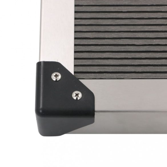 szürke WPC rozsdamentes acél kültéri zuhanytálca 110 x 62 cm