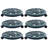 6 db zöld gurulós műanyag virágtartó 38 cm