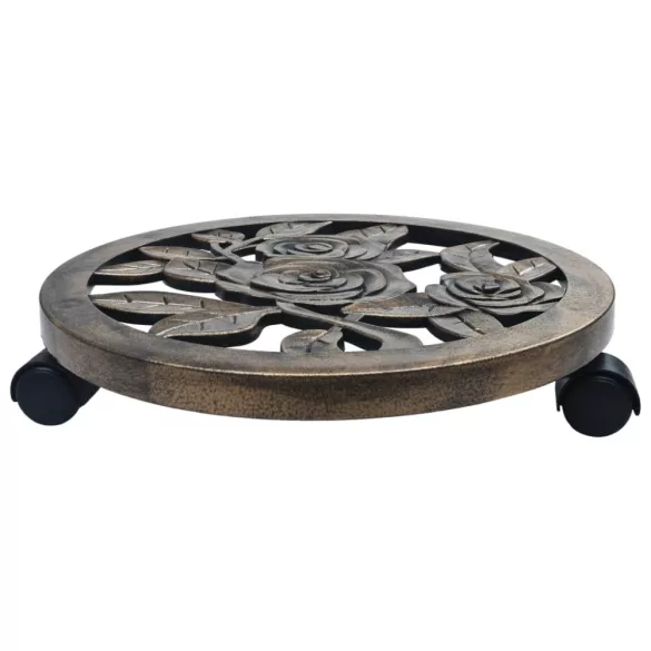 6 db bronzszínű gurulós műanyag virágtartó 38 cm