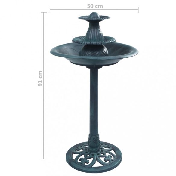 zöld műanyag madárfürdető szökőkúttal 50 x 91 cm