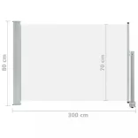 krémszínű kihúzható oldalsó terasz napellenző 80 x 300 cm