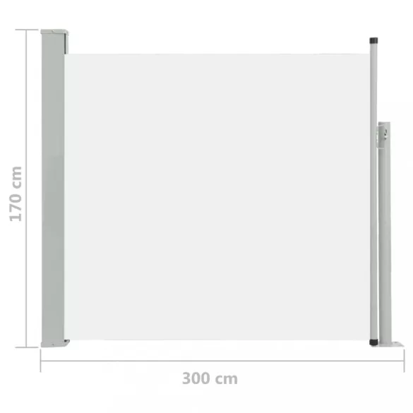 krémszínű kihúzható oldalsó teraszi napellenző 170 x 300 cm